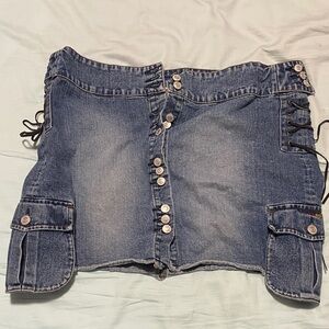Y2K Vintage Denim Mini Skirt with Button Details